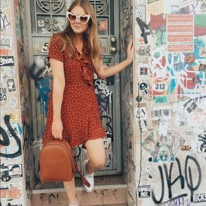 Forever 21 rust polkadot wrap dress